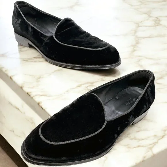 Suitsupply Black‎ Cotton Velvet Tuxedo Slip On Loafers